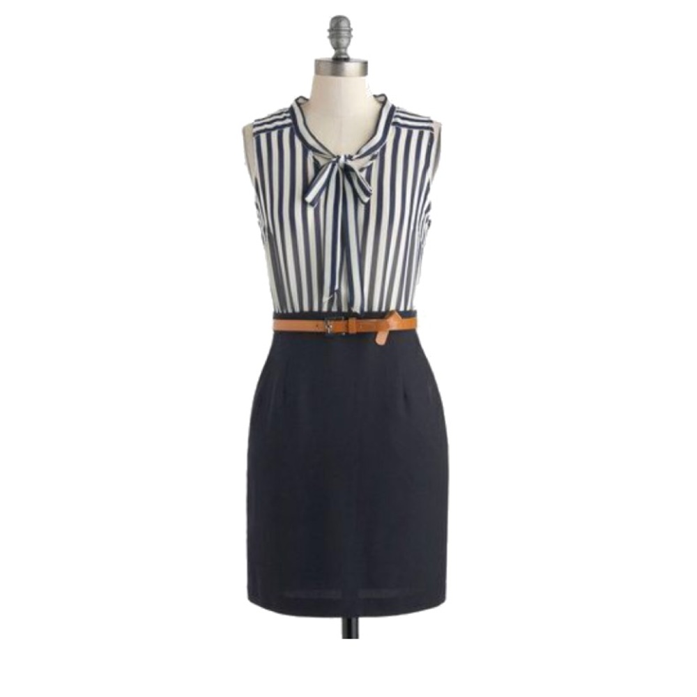ModCloth Navy Striped Pencil Skirt Dress